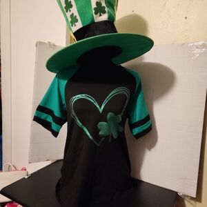 Green and Black Shamrock T-Shirt with Hat